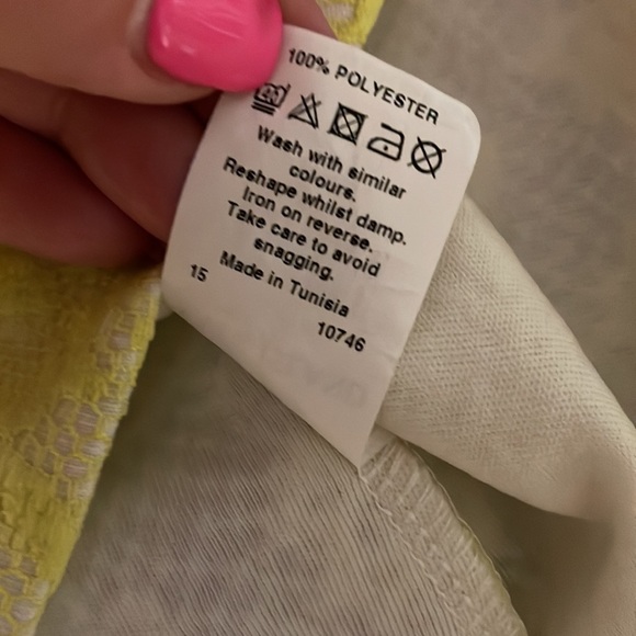 RIVER ISLAND woman’s NEON YELLOW floral LACE shift dress size 36 euro stretch - Picture 10 of 13